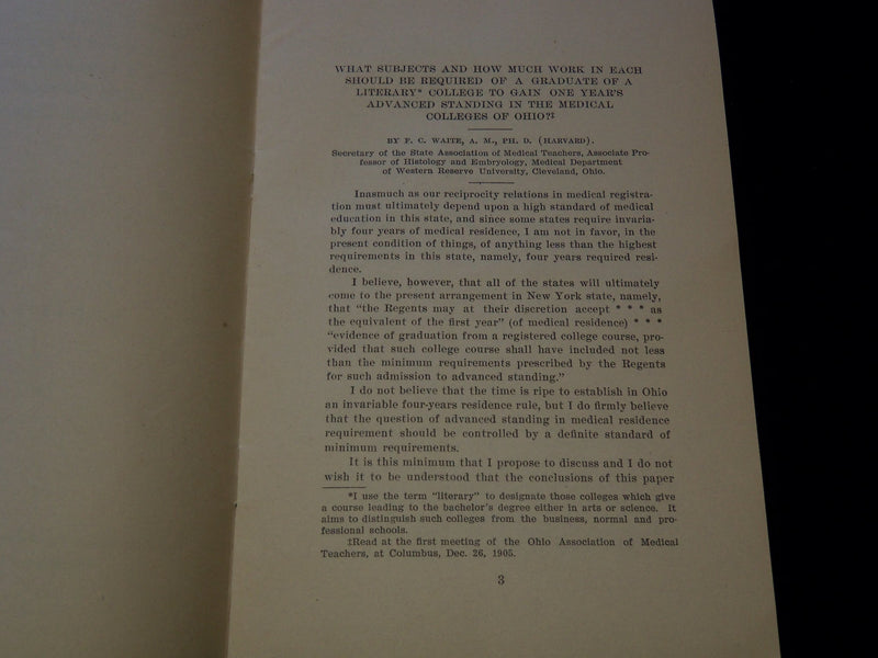 1905 MEDICAL COLLEGES OF OHIO BOOK BY F. C. WAITE LOT OF 2 - J 7443