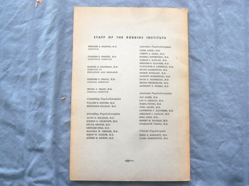 1956 SPRING PSYCHO THERAPY SOFTCOVER BOOK - ROBBINS INSTITUTE - K 299