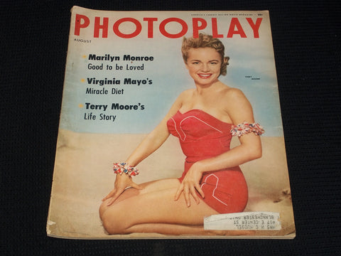 1954 AUGUST PHOTOPLAY MAGAZINE - TERRY MOORE FRONT COVER - E 1901