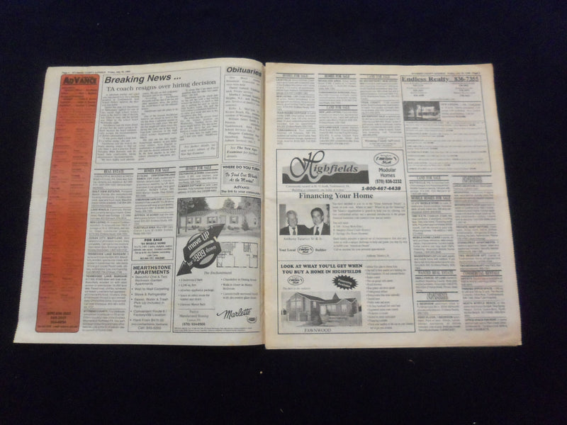 1999 WYOMING COUNTY (PENNSYLVANIA) ADVANCE NEWSPAPER - LOT OF 2 - NP 6216