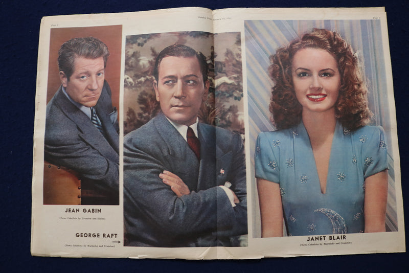 1943 JAN 24 SUNDAY NEWS PICTURE NEWSPAPER- GEN. CHENNAULT - GEORGE RAFT- E 22742