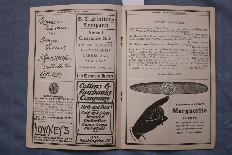 1905 DEC 25 TREMONT THEATRE PROGRAM - THE GALLOPER - RAYMOND HITCHCOCK - K 2611
