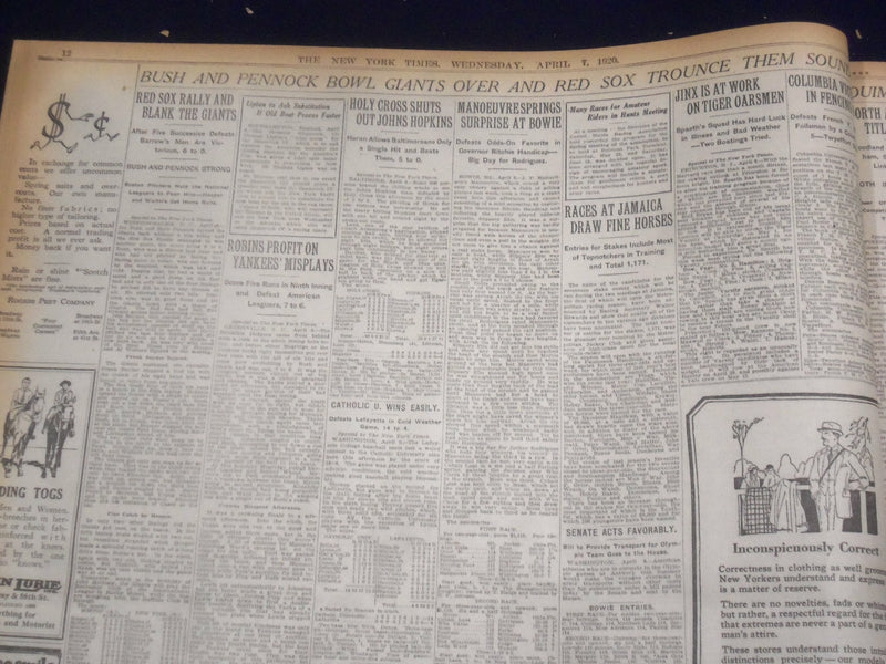 1920 APRIL 7 NEW YORK TIMES - JOHNSON AND HOOVER BEATEN IN THIS STATE - NT 8283