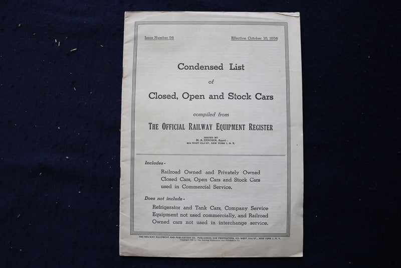 1956 CLOSED, OPEN AND STOCK CARS CONDENSED LIST - K 1757
