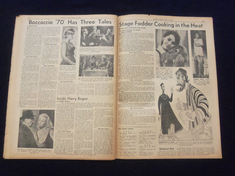 1962 JULY 1 NEW YORK SUNDAY NEWS NEWSPAPER -PAUL BOGARDUS ESCAPES DEATH- NP 6779