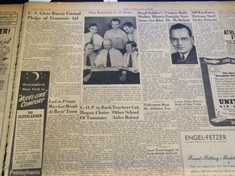 1941 AUG 5 CLEVELAND NEWS NEWSPAPER - C. I. O BARS A. F. L AT ALUMINUM - NT 7400