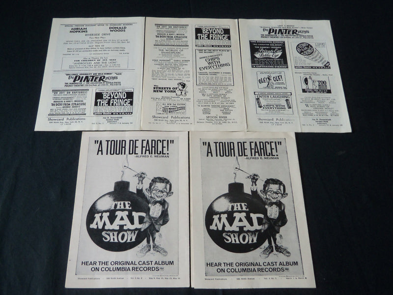 1960'S SHOWCARD BROADWAY PROGRAMS LOT OF 5 - STERNHAGEN - DOM DELUISE - J 3888