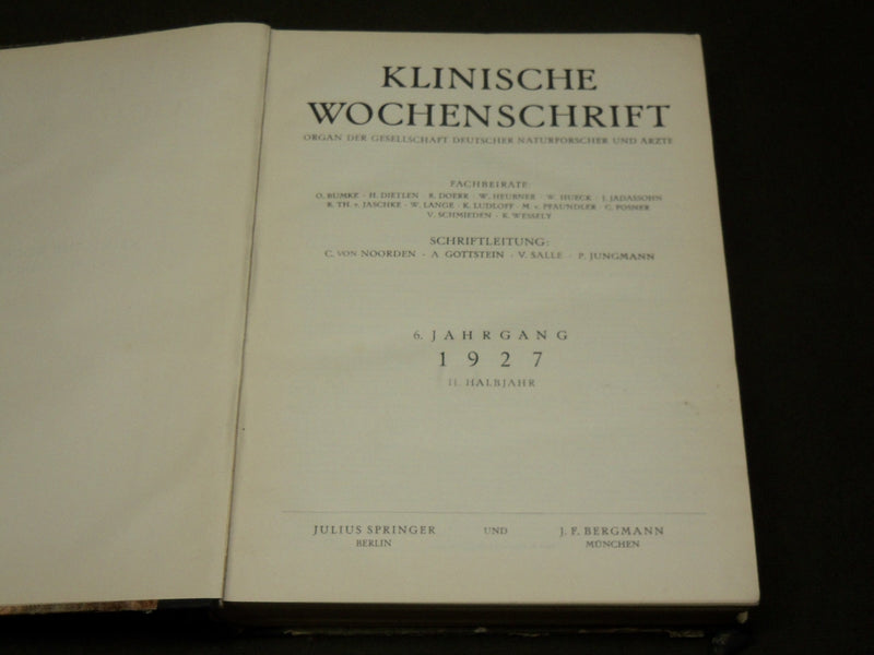 1927-1935 KLINISCHE WOCHENSCHRIFT GERMAN VOLUME LOT OF 5 - R 7