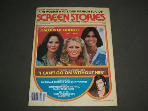 1977 DECEMBER SCREEN STORIES MAGAZINE - KATE, JACLYN, & CHERYL COVER - M 177