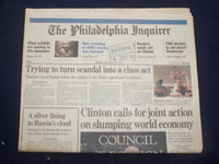 1998 SEP 15 PHILADELPHIA INQUIRER - CLINTON ON SLUMPING WORLD ECONOMY - NP 7179