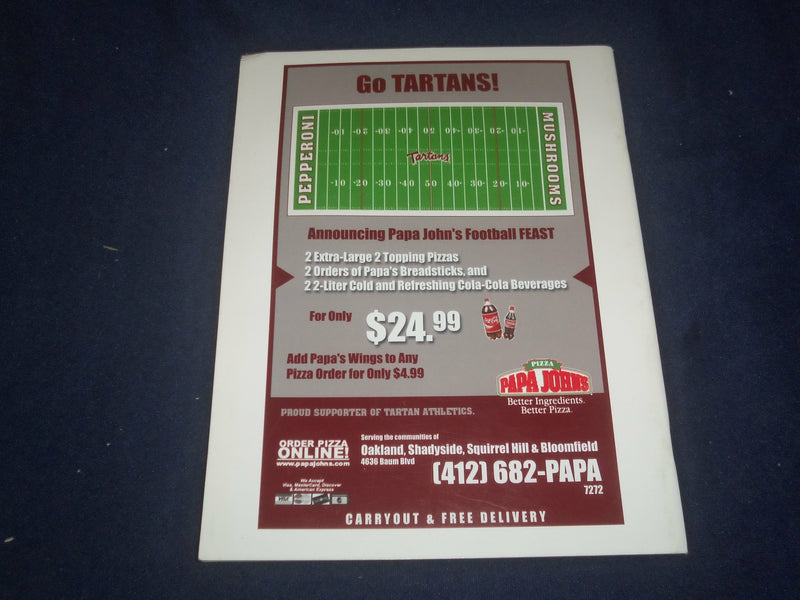 2005 SEP 17 CARNEGIE MELLON UNIV VS JOHNS HOPKINS UNIV FOOTBALL PROGRAM-ST 1951U