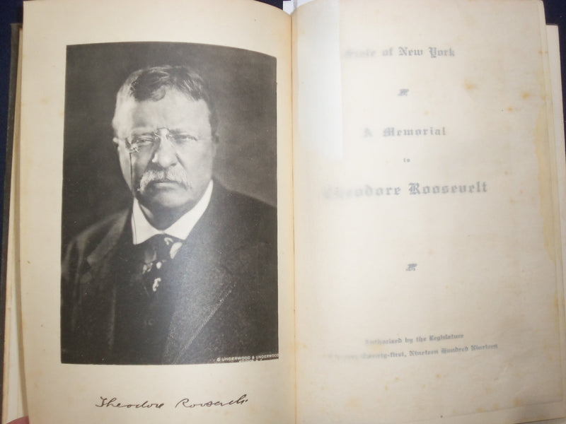 1919 A MEMORIAL TO THEODORE ROOSEVELT - STATE OF NY- HARDCOVER BOOK BY - KD 9098
