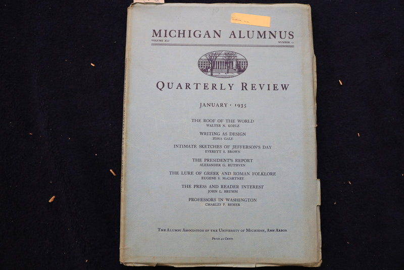1935-1937 MICHIGAN ALUMNUS QUARTERLY REVIEW MAGAZINE - LOT OF 4 - O 3430