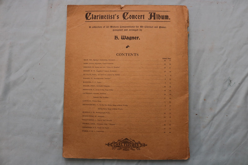 1890 OTTO LANGEY'S TUTORS CLARINET & SLIDE TROMBONE- LOT OF 2- SOFTCOVER- K 3384