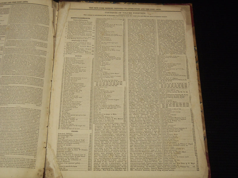 1839-1837 NEW YORK MIRROR AND LADIES GAZETTE BOUND VOLUME - R 89Q