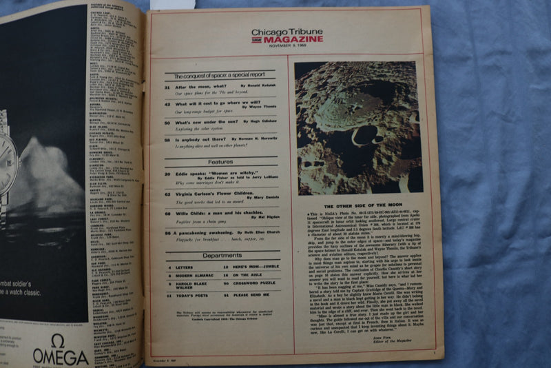 1969 NOVEMBER 9 CHICAGO TRIBUNE SUNDAY MAGAZINE - MAN, THE MOON - E 26453