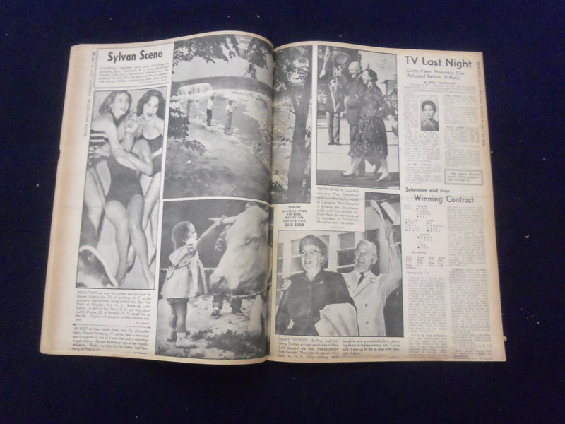 1958 JULY 10 BOSTON DAILY RECORD NEWSPAPER - OLD COLONY RUNS TODAY - NP 6352