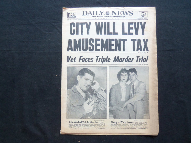 1954 MAY 22 NY DAILY NEWS NEWSPAPER - GIARDELLO RULES 4-1 PICK - NP 2482
