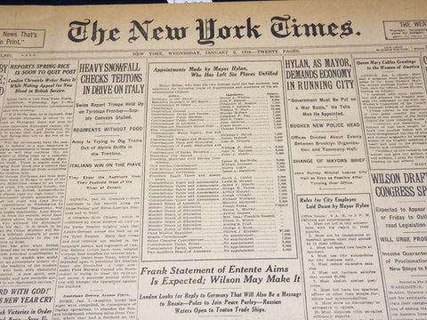 1918 JANUARY 2 NEW YORK TIMES - APPOINTMENTS BY MAYOR HYLAN - NT 7911