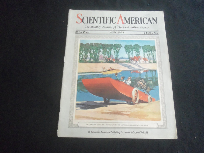 1923 MAY SCIENTIFIC AMERICAN MAGAZINE - AMPHIBIOUS GLIDING BOATS - B 5535D