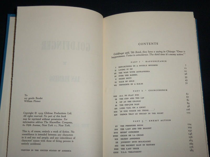 1959 GOLDFINGER HARDCOVER BOOK BY IAN FLEMNIG - KD 7284
