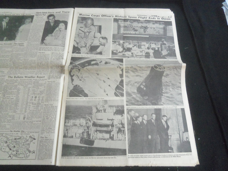 1962 FEBRUARY 21 THE EVENING BULLETIN NEWSPAPER - JOHN GLENN FLIGHT - NP 5770