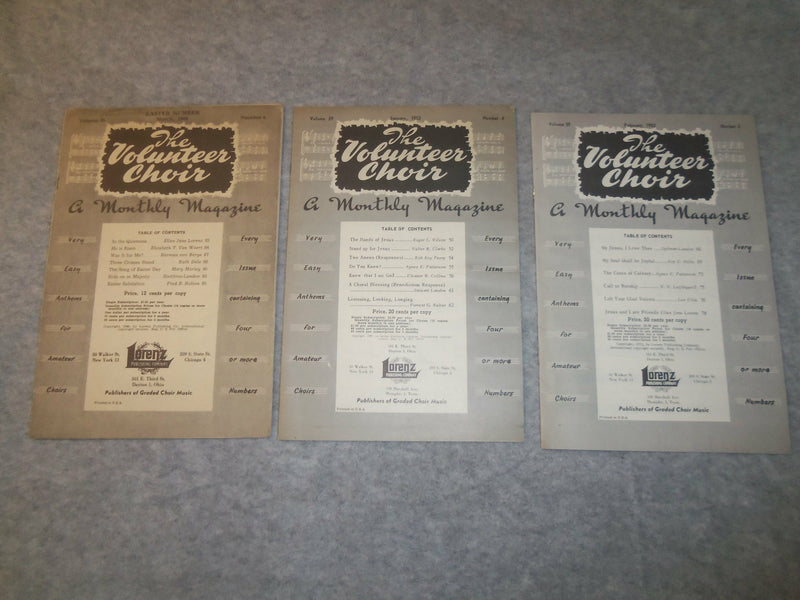 1948-1955 THE VOLUNTEER CHOIR MONTHLY MAGAZINE - LOT OF 14 - J 6283