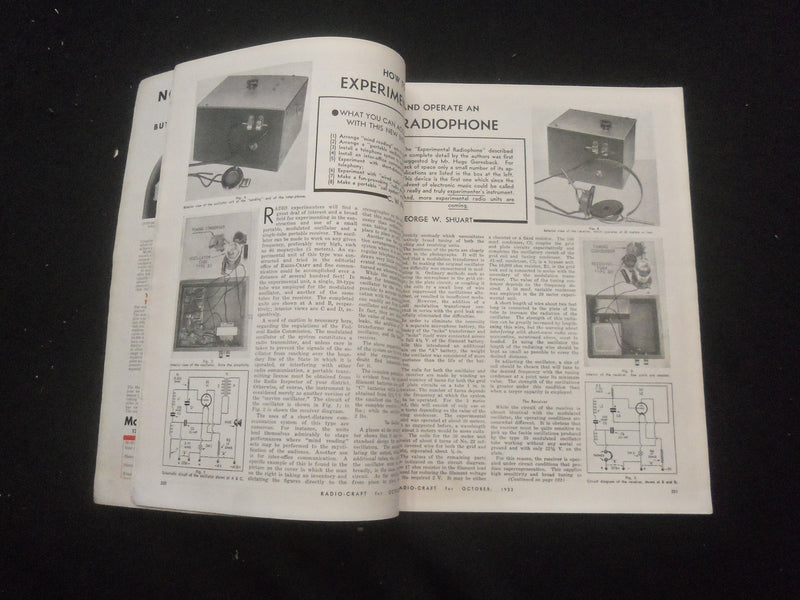 1933 OCTOBER RADIO-CRAFT MAGAZINE - HOW TO MAKE EXPERIMENTAL RADIOPHONE - B 433M