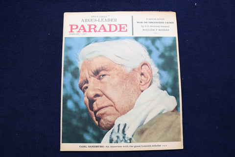 1960 FEBRUARY 7 PARADE MAGAZINE - CARL SANDBURG COVER - E 22363