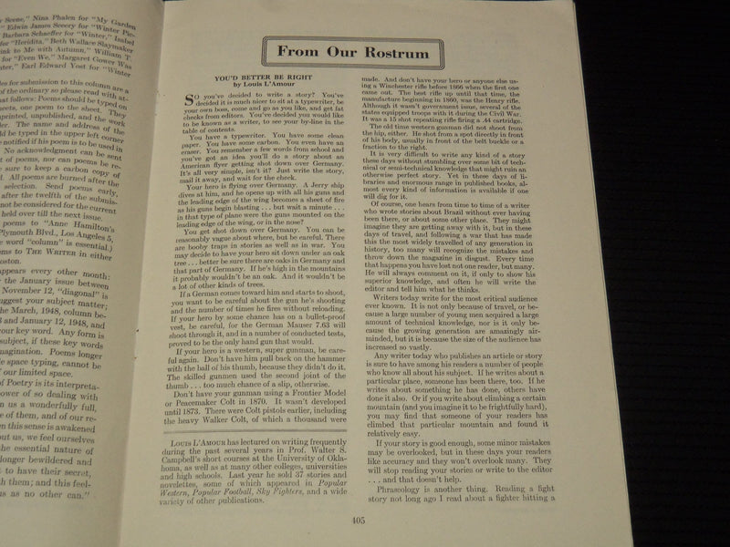 1947 NOVEMBER THE WRITER MAGAZINE - B. J. CHUTE - RITA WEIMAN - K 1043