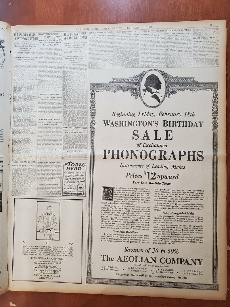 1921 FEBRUARY 18 NEW YORK TIMES - CARUSO IMPROVING; HAS A BETTER DAY - NT 8137