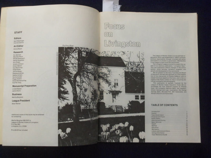 1981 FOCUS ON LIVINGSTON SOFTCOVER BOOK - TOWN HANDBOOK - K 182
