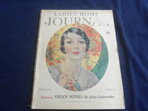 1928 FEBRUARY LADIES' HOME JOURNAL MAGAZINE - SWAN SONG - SP 6482W