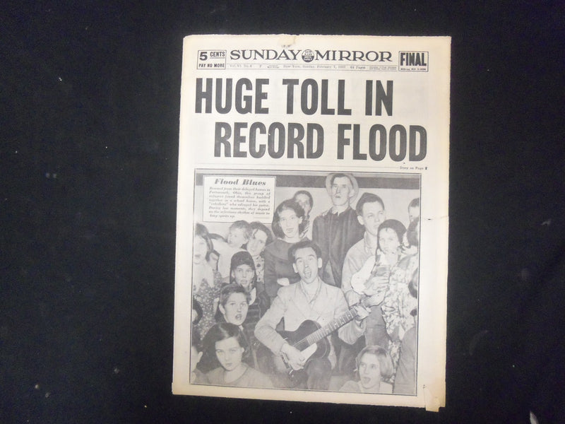 1937 FEBRUARY 7 NEW YORK SUNDAY MIRROR - HUGE TOLL IN RECORD FLOOD - NP 2339