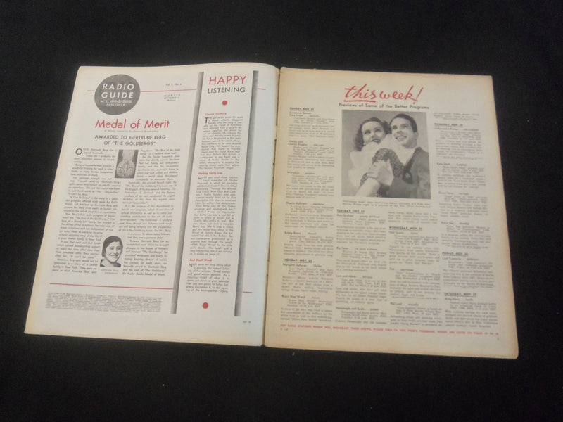 1937 NOVEMBER 27 RADIO GUIDE MAGAZINE - MARGARET SPEAKS COVER - SP 9517I