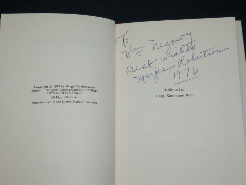 1975 FROM GEORGE TO JERRY 1776-1976 BOOK INSCRIBED BY MARGIE ROBERTSON - D 584