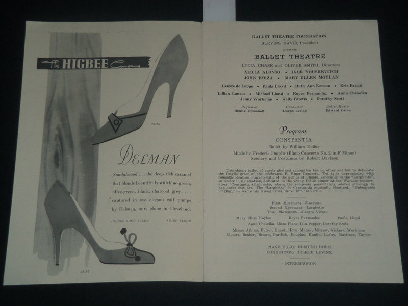 1950 OCTOBER 19 CLEVELAND CIVIC CONCERT BALLET PROGRAM - EMIL BRUDNO - J 4287