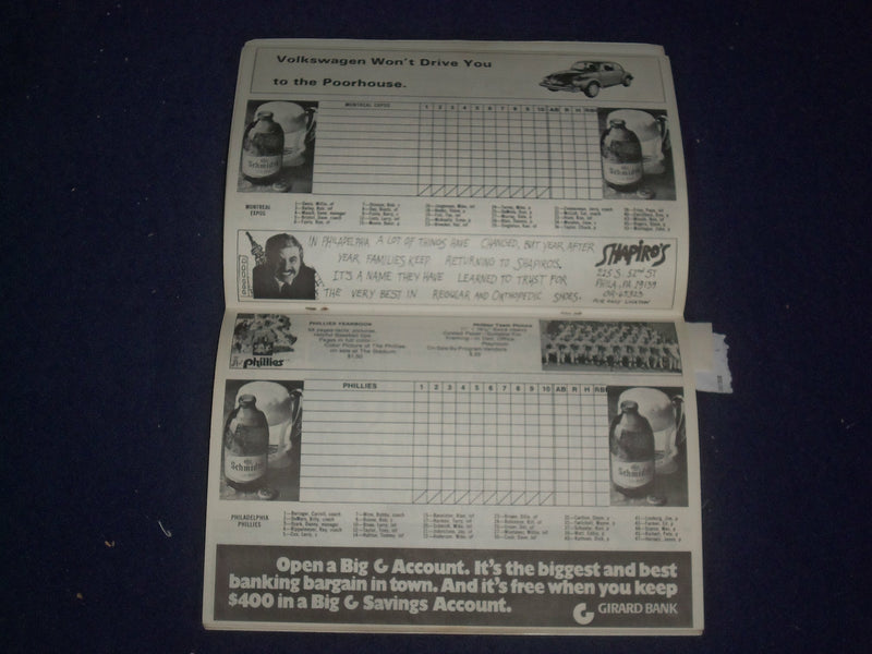1974 PHILADELPHIA PHILLIES MAGAZINE & PROGRAM-ASHBURN & OZARK AUTOGRAPHS-ST 6818