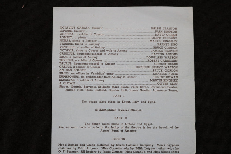 1948 MARCH 22 ANTOHY AND CLEOPATRA PROGRAM - CHARLTON HESTON - K 2818