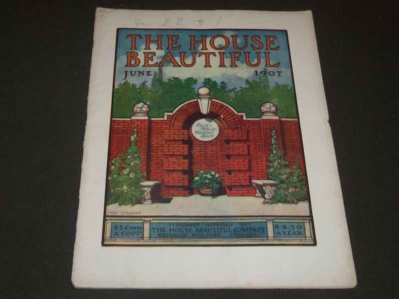 1907 JUNE THE HOUSE BEAUTIFUL MAGAZINE - GREAT PHOTOS & ADS - ST 385