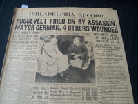 1933 FEB 16 PHILADELPHIA RECORD NEWSPAPER-ROOSEVELT FIRED ON BY ZANGARA- NT 7261