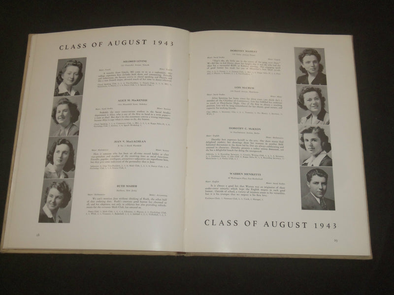 1943 AUGUST NEW JERSEY STATE TEACHERS COLLEGE YEARBOOK - MONTCLAIR, NJ - YB 2174