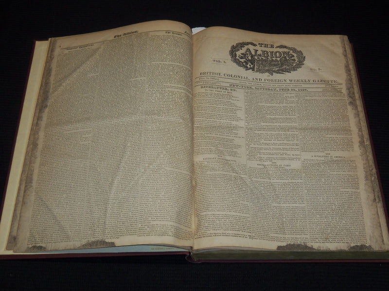 1827-1828 THE ALBION WEEKLY GAZETTE BOUND VOLUME NO. 6 - NEW YORK - R 89Y