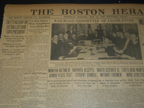 1908 MAY 28 THE BOSTON HERALD - TAFT'S VICTORY ON 1ST BALLOT SURE - BH 76
