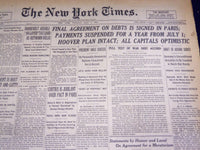 1931 JULY 7 NEW YORK TIMES - FINAL AGREEMENT ON DEBTS SIGNED IN PARIS - NT 2217