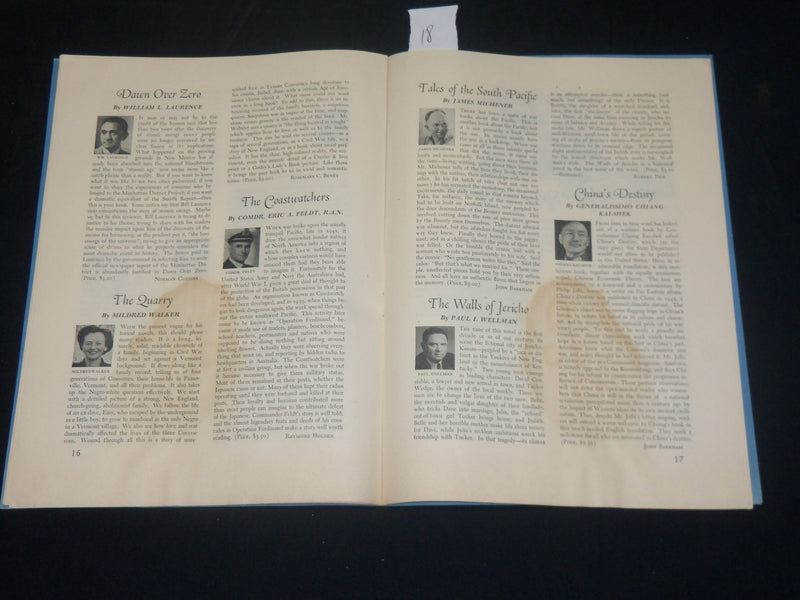 1947 FEBRUARY BOOK OF THE MONTH CLUB NEWS MAGAZINE - JOHN STEINBECK - J 5788