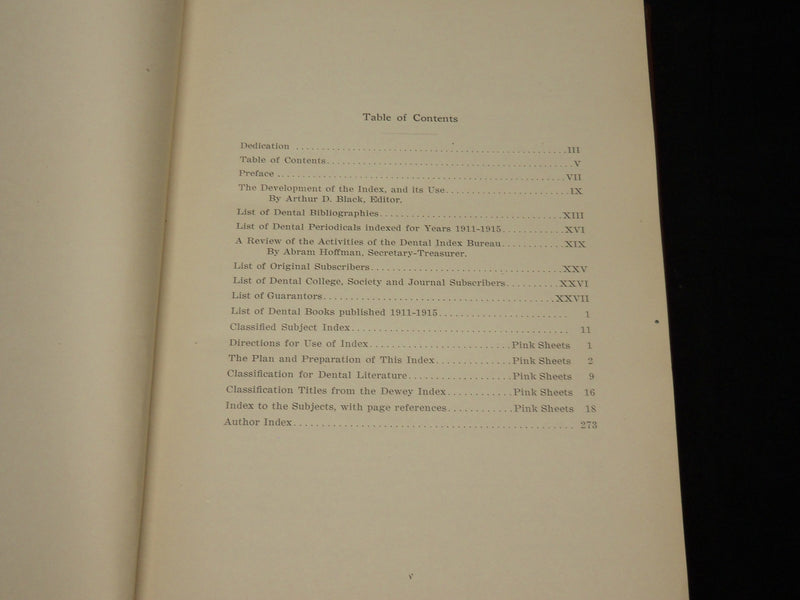 1921 INDEX OF THE PERIODICAL DENTAL LITERATURE BOOK BY ARTHUR D. BLACK - KD 5903