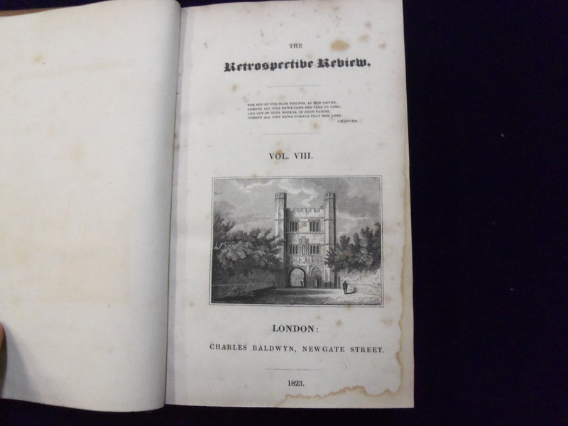 1823 THE RETROSPECTIVE REVIEW VOLUME NO. 8 BOOK PUBLISHED IN LONDON - KD 727R