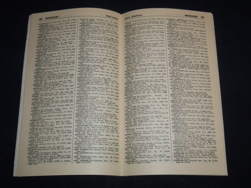 1963 AAA EMERGENCY SERVICE DIRECTORY - WESTERN REGION - J 8765