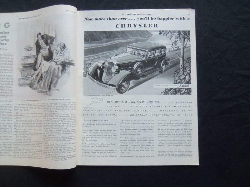1933 JANUARY 28 THE SATURDAY EVENING POST MAGAZINE - ILLUSTRATED COVER - SP 1498